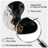 Black Textured Splash Paint Art I - Asymmetric Metal Wall Clock