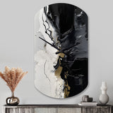 Black Textured Splash Paint Art I - Asymmetric Metal Wall Clock