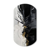 Black Textured Splash Paint Art I - Asymmetric Metal Wall Clock