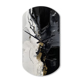 Black Textured Splash Paint Art I - Asymmetric Metal Wall Clock