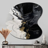 Black Textured Splash Paint Art I - Asymmetric Metal Wall Clock