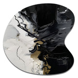 Black Textured Splash Paint Art I - Asymmetric Metal Wall Clock