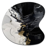 Black Textured Splash Paint Art I - Asymmetric Metal Wall Clock