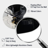 Black Textured Splash Paint Art I - Asymmetric Metal Wall Clock