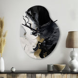 Black Textured Splash Paint Art I - Asymmetric Metal Wall Clock