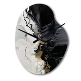 Black Textured Splash Paint Art I - Asymmetric Metal Wall Clock