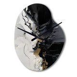 Black Textured Splash Paint Art I - Asymmetric Metal Wall Clock