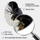 Black Textured Splash Paint Art I - Asymmetric Metal Wall Clock