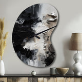 Black Textured Splash Paint Art II - Asymmetric Metal Wall Clock