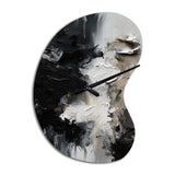Black Textured Splash Paint Art II - Asymmetric Metal Wall Clock