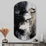 Black Textured Splash Paint Art II - Asymmetric Metal Wall Clock