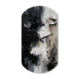 Black Textured Splash Paint Art II - Asymmetric Metal Wall Clock