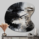 Black Textured Splash Paint Art II - Asymmetric Metal Wall Clock