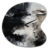 Black Textured Splash Paint Art II - Asymmetric Metal Wall Clock