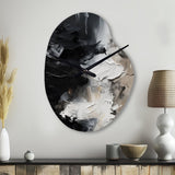 Black Textured Splash Paint Art II - Asymmetric Metal Wall Clock