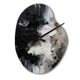 Black Textured Splash Paint Art II - Asymmetric Metal Wall Clock