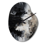 Black Textured Splash Paint Art II - Asymmetric Metal Wall Clock