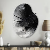 Black Textured Splash Paint Art III - Asymmetric Metal Wall Clock