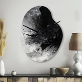 Black Textured Splash Paint Art III - Asymmetric Metal Wall Clock