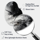 Black Textured Splash Paint Art III - Asymmetric Metal Wall Clock