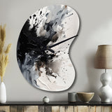 Black Textured Splash Paint Art IV - Asymmetric Metal Wall Clock