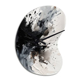 Black Textured Splash Paint Art IV - Asymmetric Metal Wall Clock