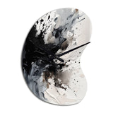 Black Textured Splash Paint Art IV - Asymmetric Metal Wall Clock
