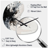 Black Textured Splash Paint Art IV - Asymmetric Metal Wall Clock