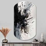 Black Textured Splash Paint Art IV - Asymmetric Metal Wall Clock