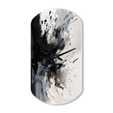 Black Textured Splash Paint Art IV - Asymmetric Metal Wall Clock