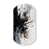 Black Textured Splash Paint Art IV - Asymmetric Metal Wall Clock