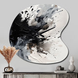 Black Textured Splash Paint Art IV - Asymmetric Metal Wall Clock