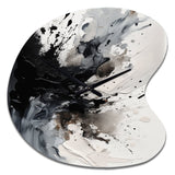 Black Textured Splash Paint Art IV - Asymmetric Metal Wall Clock