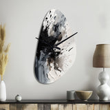 Black Textured Splash Paint Art IV - Asymmetric Metal Wall Clock
