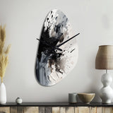 Black Textured Splash Paint Art IV - Asymmetric Metal Wall Clock