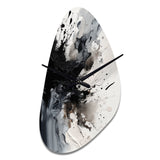 Black Textured Splash Paint Art IV - Asymmetric Metal Wall Clock