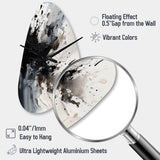 Black Textured Splash Paint Art IV - Asymmetric Metal Wall Clock