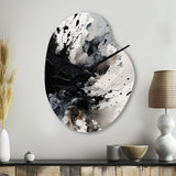 Black Textured Splash Paint Art IV - Asymmetric Metal Wall Clock