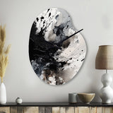 Black Textured Splash Paint Art IV - Asymmetric Metal Wall Clock