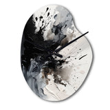 Black Textured Splash Paint Art IV - Asymmetric Metal Wall Clock