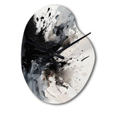 Black Textured Splash Paint Art IV - Asymmetric Metal Wall Clock