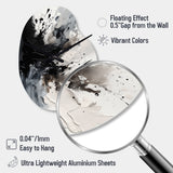 Black Textured Splash Paint Art IV - Asymmetric Metal Wall Clock