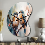 Blue Birds Sitting On Tree Branch III - Asymmetric Metal Wall Clock