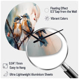 Blue Birds Sitting On Tree Branch III - Asymmetric Metal Wall Clock