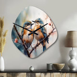 Blue Birds Sitting On Tree Branch III - Asymmetric Metal Wall Clock