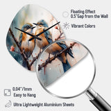 Blue Birds Sitting On Tree Branch III - Asymmetric Metal Wall Clock