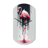 Flamingo With Paint Dripping1 - Asymmetric Metal Wall Clock