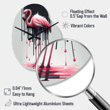 Flamingo With Paint Dripping1 - Asymmetric Metal Wall Clock