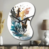 Three Horse Stampede - Asymmetric Metal Wall Clock
