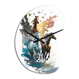 Three Horse Stampede - Asymmetric Metal Wall Clock
